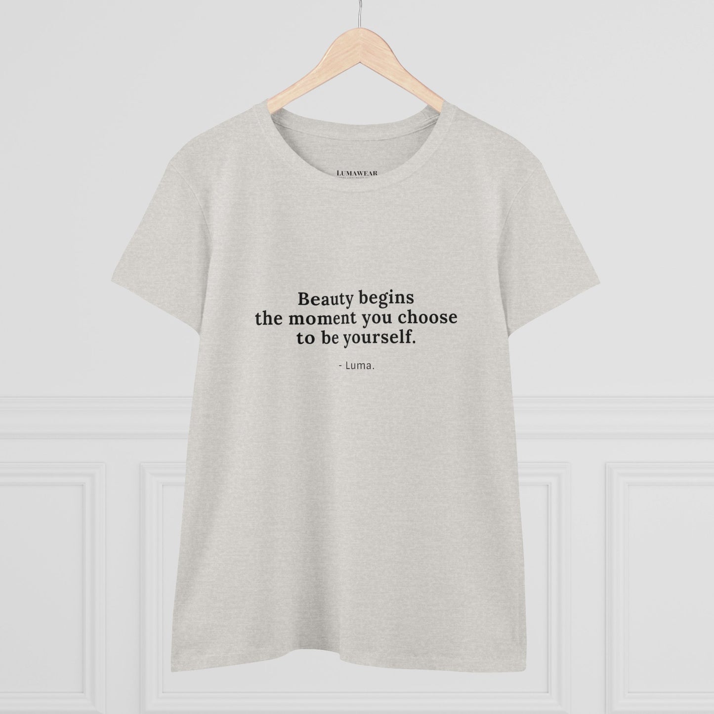 Women's Midweight Cotton Tee: Stylish & Comfortable Everyday Essential with Inspiring Message