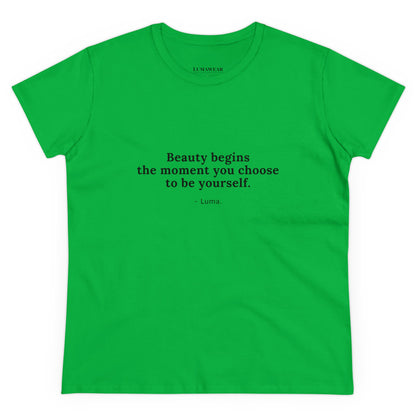 Women's Midweight Cotton Tee: Stylish & Comfortable Everyday Essential with Inspiring Message