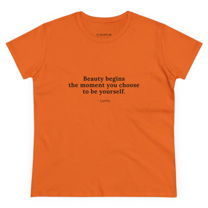 Women's Midweight Cotton Tee: Stylish & Comfortable Everyday Essential with Inspiring Message