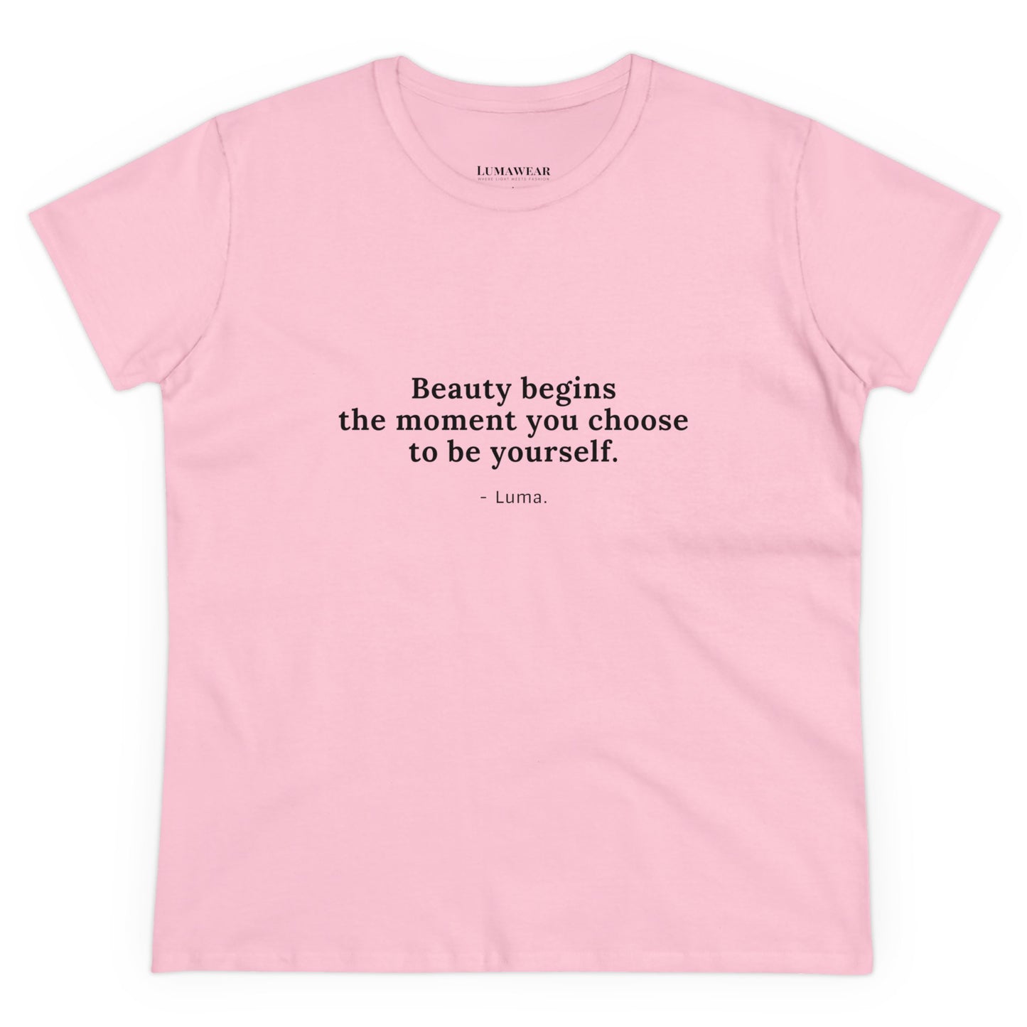 Camiseta de algodón inspiradora para mujer: "La belleza comienza en el momento en que eliges ser tú misma"