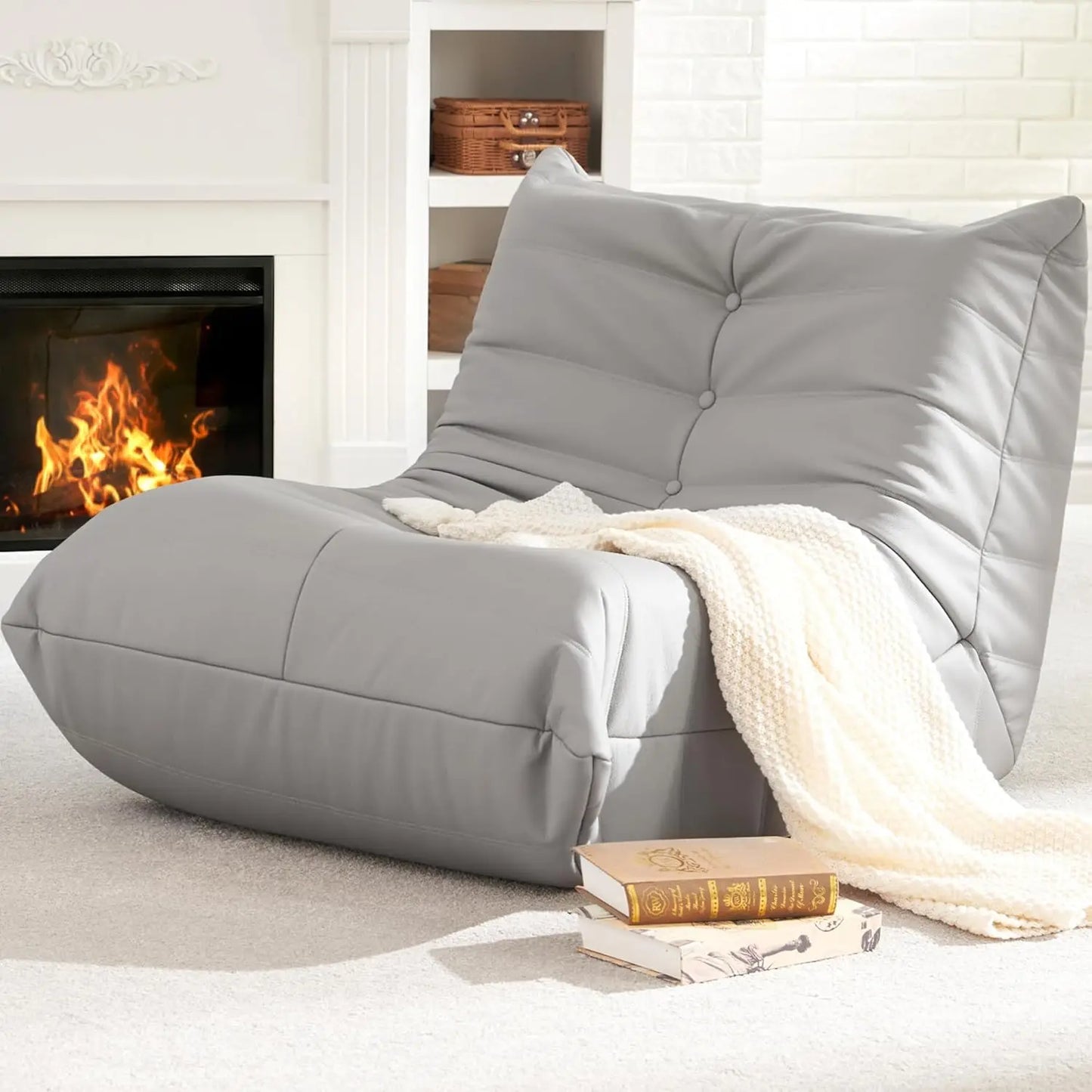 Bean Bag Chair Giant Bean Bag Sofa Memory Foam Beanbag Chairs for Adults,Beanbag Sofa Sack Faux Leather Bean Bag for Living Room