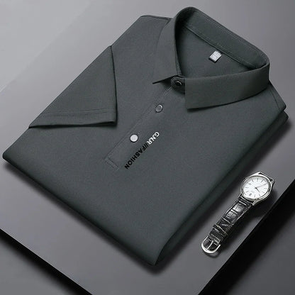 Atmungsaktives Poloshirt in Unifarbe für Herren: Bequemes und elastisches Kurzarm-Oberteil für den lässigen Business-Stil - Neuheiten - Lumawear