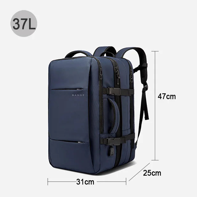 BANGE Erweiterbarer wasserdichter Herren-Rucksack: 17,3-Zoll-Laptoptasche mit großem Fassungsvermögen für Wandern und Reisen