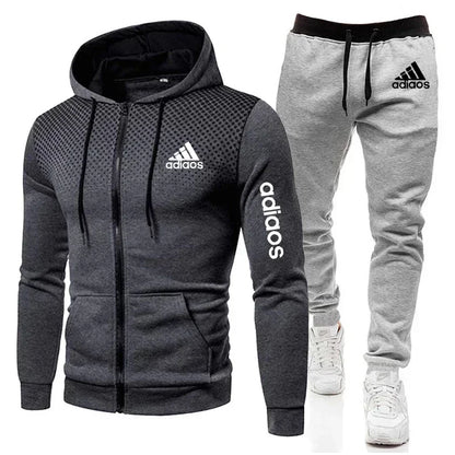 High quality autumn and winter fleece warm men's sportswear hoodie sweatpants two-piece suit fashion trendy sportswear