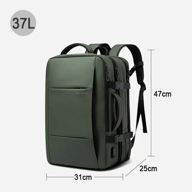 Mochila expandible impermeable para hombre BANGE: bolsa para computadora portátil de 17,3 pulgadas con gran capacidad para caminatas y viajes