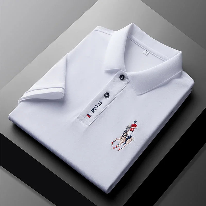 Men's Embroidered Casual Fashion Polo Shirt: Comfortable Short Sleeves for Summer Style - Lumawear