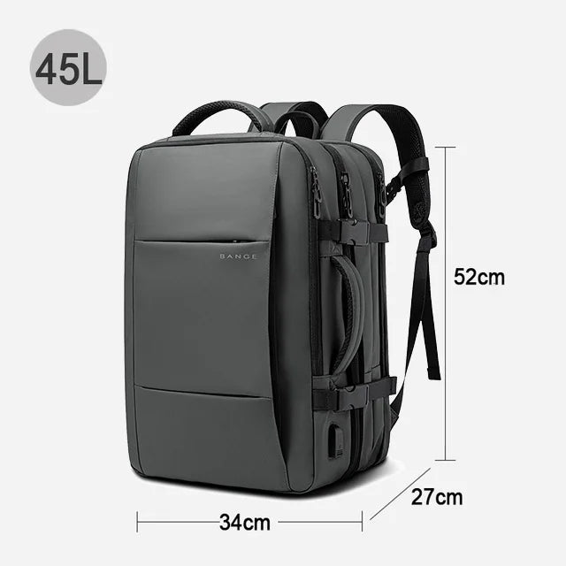 Mochila expandible impermeable para hombre BANGE: bolsa para computadora portátil de 17,3 pulgadas con gran capacidad para caminatas y viajes