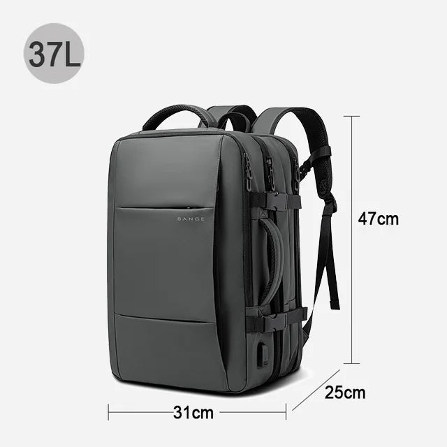 Mochila expandible impermeable para hombre BANGE: bolsa para computadora portátil de 17,3 pulgadas con gran capacidad para caminatas y viajes