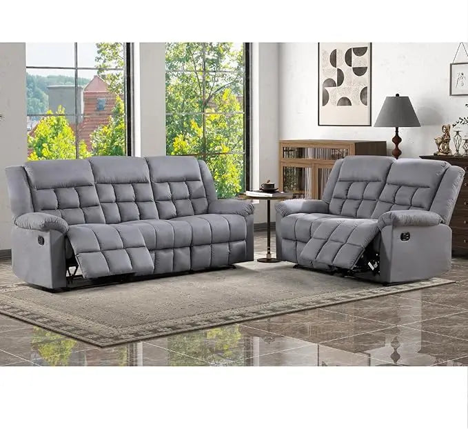 Manual Reclining Couch Sofa Set for Living Room, Include 1 Recliner Chair, 1 Loveseat Recliner Sofa and 1 3-Seat Reclining Sofa