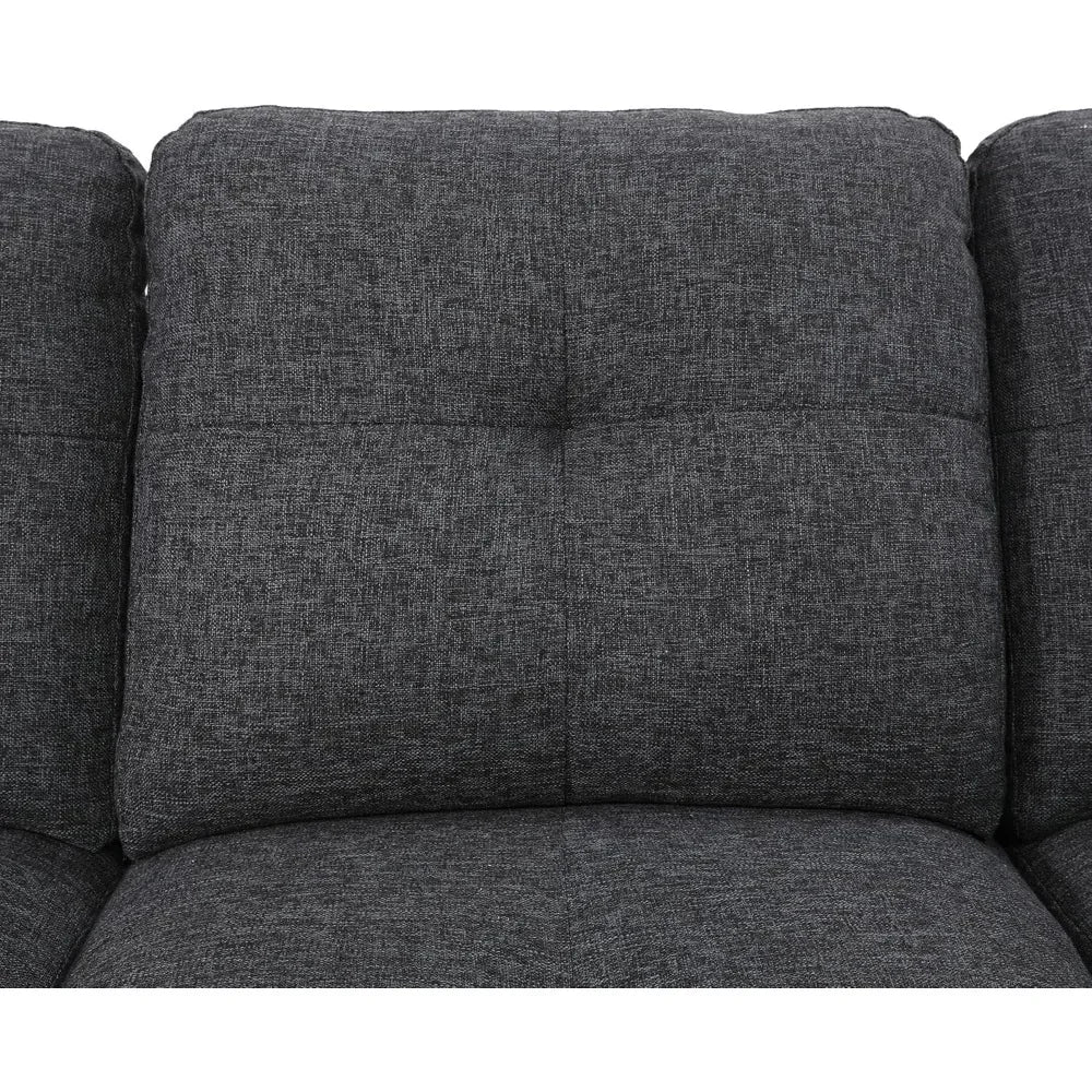 L-Shaped Modular Sofa: Modern Linen Upholstered Sectional Couch for Living Room Furniture Set - Stylish and Comfortable - Lumawear