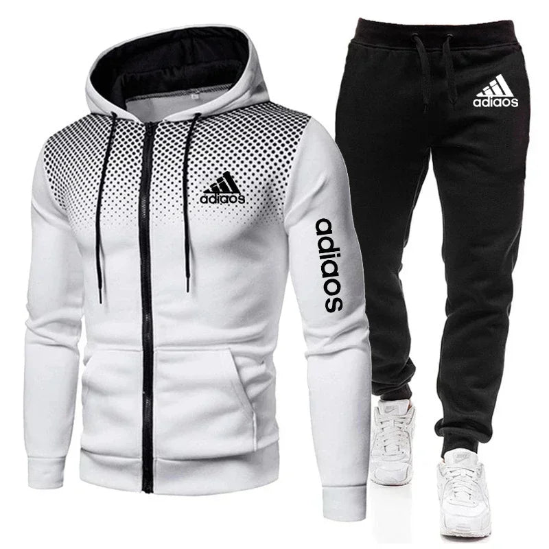 High quality autumn and winter fleece warm men's sportswear hoodie sweatpants two-piece suit fashion trendy sportswear