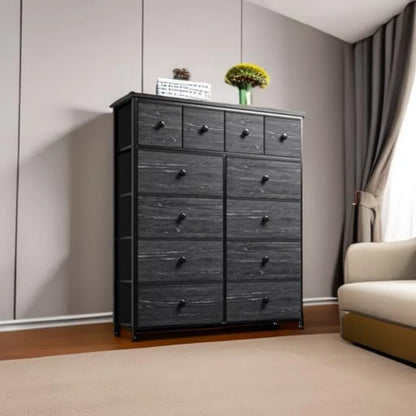 Dresser,Black Dresser for Bedroom with 12 Drawers Dressers & Chests of Drawers for Bedroom, Fabric Storage Dresser