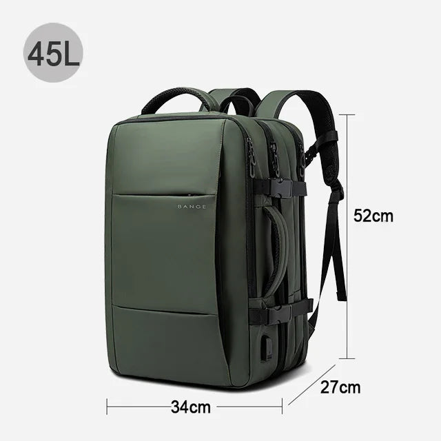 Mochila expandible impermeable para hombre BANGE: bolsa para computadora portátil de 17,3 pulgadas con gran capacidad para caminatas y viajes