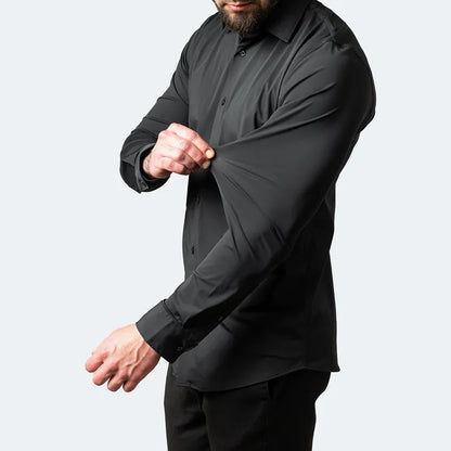 Plus Size 7XL 6XL High Elasticity Seamless Spandex Shirt Men Long Sleeve Slim Fit Casual Solid Color Social Formal Dress Shirts