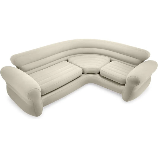 Inflatable Corner Sofa: L-Shaped Indoor Use Sofa Bed with 2-in-1 Valve, 880lb Weight Capacity, and Modern Design - Perfect for Living Room Comfort - Lumawear