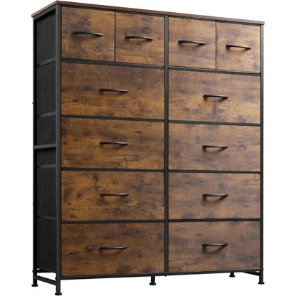 WLIVE Tall Dresser for Bedroom with 12 Drawers, Chests of Drawers, Fabric Dresser for Bedroom, Closet, Fabric Storage Dresser