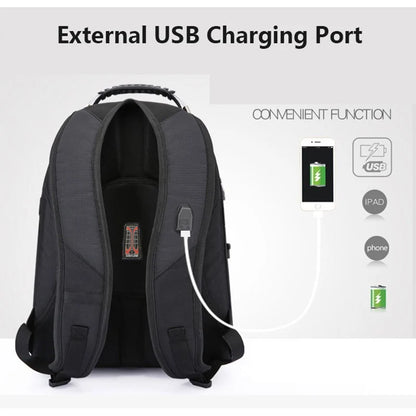 Mochila multifuncional suiza para portátil de 17 pulgadas: mochila duradera para viajes y para la universidad con puerto de carga USB y resistente al agua