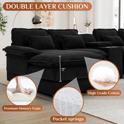 ,124" Chenille Comfy Couches for Living Room, U Shape Sectional Sofa Cloud Couch  Modern Upholstered Large Modular Sofa