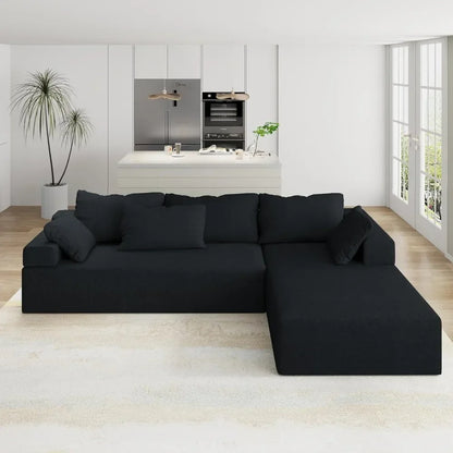 Modern L-Shape Sectional Upholstery Sofa: Comfy Deep Seat Floor Furniture with Freedom Combination for Living Room - Stylish and Versatile - Lumawear