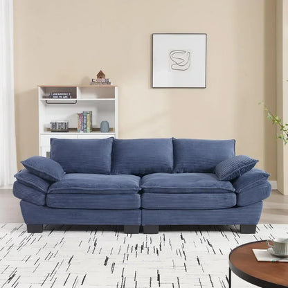 88.6-Inch Comfy Corduroy 3-Seat Sofa: Upholstered Modern Sailboat Couch with Deep Seat and Wider Armrests for Living Room - Stylish and Comfortable - Lumawear