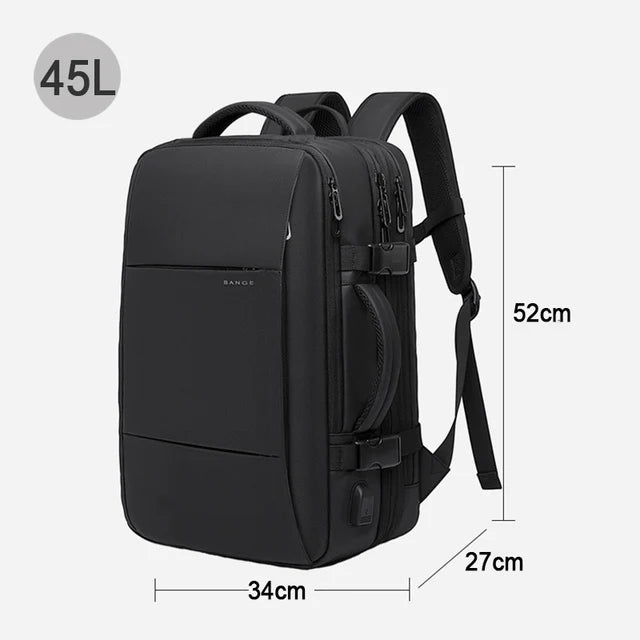 Mochila expandible impermeable para hombre BANGE: bolsa para computadora portátil de 17,3 pulgadas con gran capacidad para caminatas y viajes