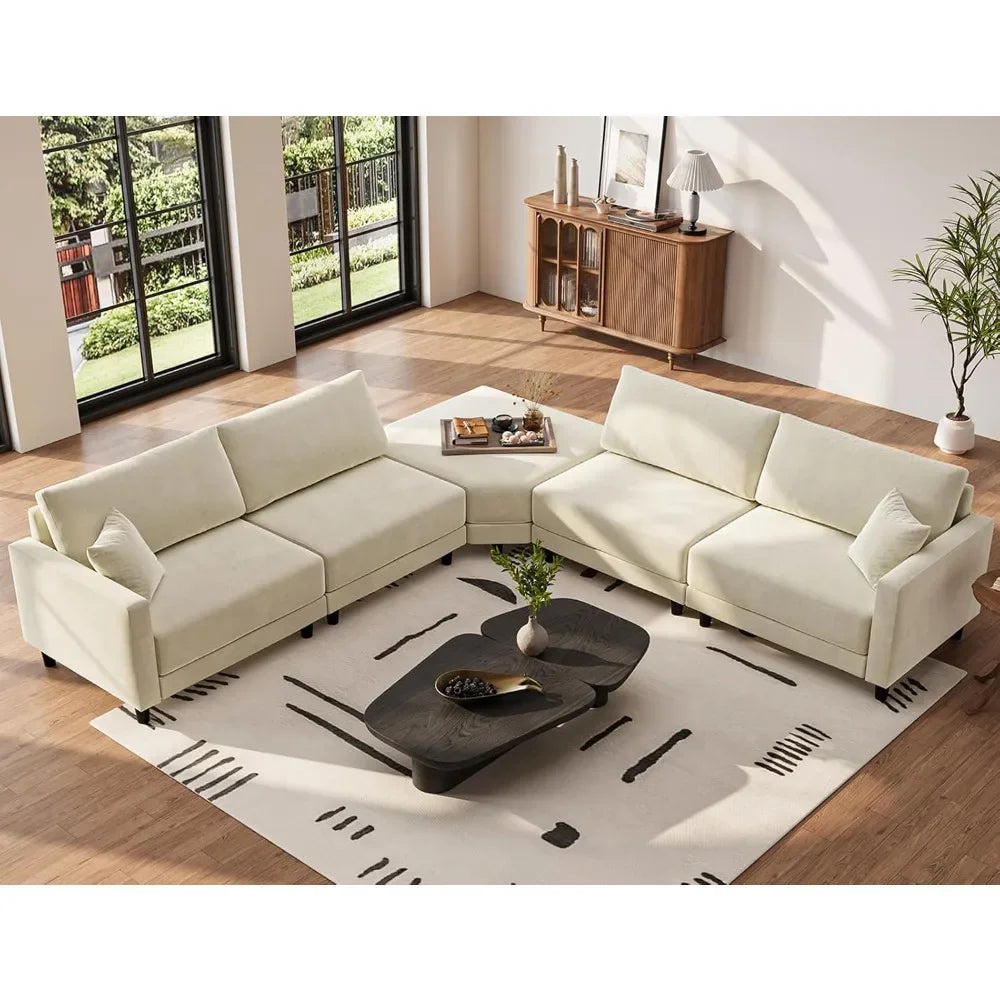 137 Inch Living Room Segmented, 4-seater Detachable Ottoman Style Segmented Sofa, Convertible Modular Home Sofa