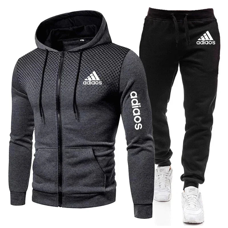 High quality autumn and winter fleece warm men's sportswear hoodie sweatpants two-piece suit fashion trendy sportswear