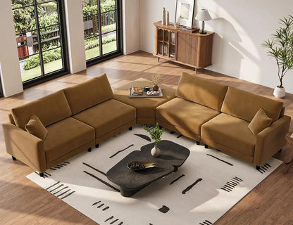 137 Inch Living Room Segmented, 4-seater Detachable Ottoman Style Segmented Sofa, Convertible Modular Home Sofa