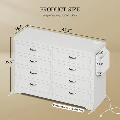 White 8 Drawer Dresser