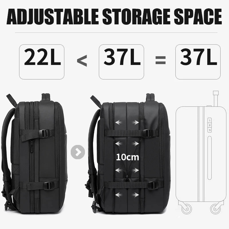 Mochila expandible impermeable para hombre BANGE: bolsa para computadora portátil de 17,3 pulgadas con gran capacidad para caminatas y viajes