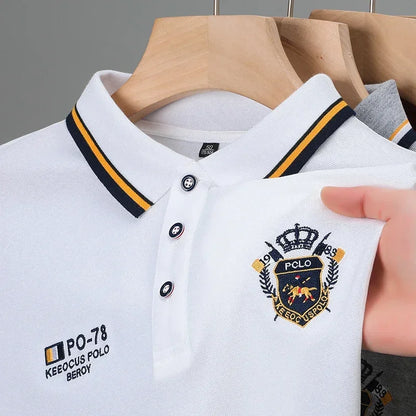 Camiseta de manga corta de verano con solapa: polo de seda helada transpirable y bordado - Tops casuales livianos para hombres grandes - Lumawear