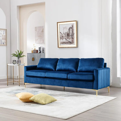 2-Piece Velvet Sofa and Loveseat Set: Comfy Tufted Couch with Gold Legs for a Stylish Living Room - Lumawear