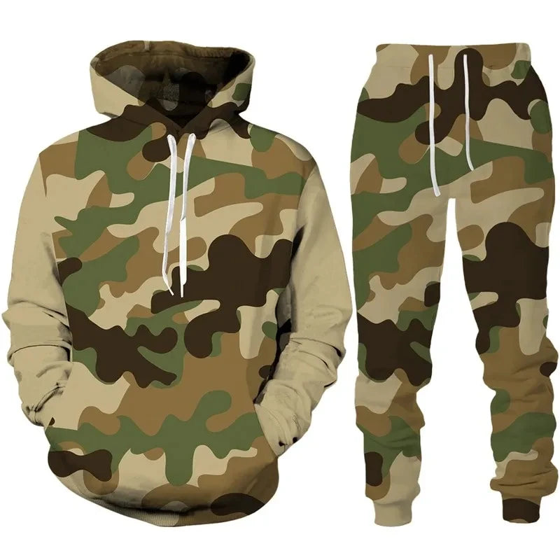 2024 New Camouflage Hoodie Pant Suit 3D Printed Casual Men Women High Quality Tracksuit Outfits Fashion Men's Clothing 2pcs Sets