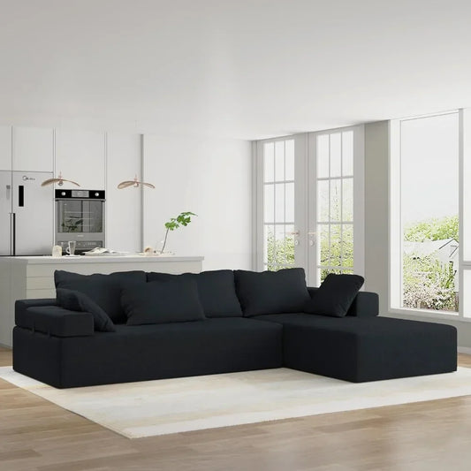 Modern L-Shape Sectional Upholstery Sofa: Comfy Deep Seat Floor Furniture with Freedom Combination for Living Room - Stylish and Versatile - Lumawear