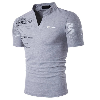 Men's Graphic Print Polo Shirt: V-Neck Golf & Outdoor Short Sleeves for Stylish Streetwear Fashion