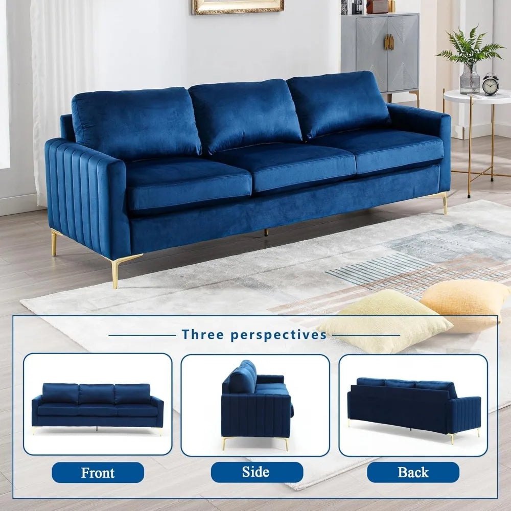 2-Piece Velvet Sofa and Loveseat Set: Comfy Tufted Couch with Gold Legs for a Stylish Living Room - Lumawear