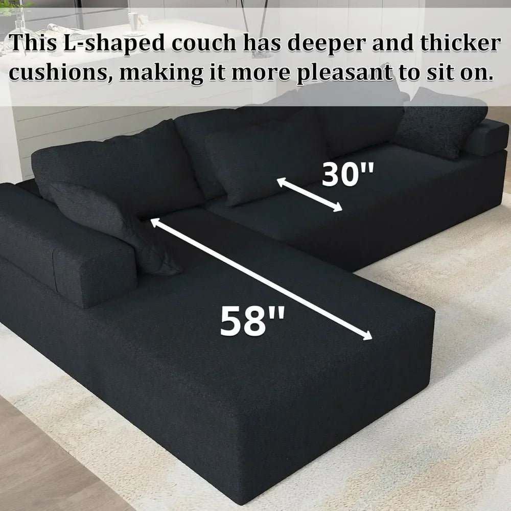 Modern L-Shape Sectional Upholstery Sofa: Comfy Deep Seat Floor Furniture with Freedom Combination for Living Room - Stylish and Versatile - Lumawear