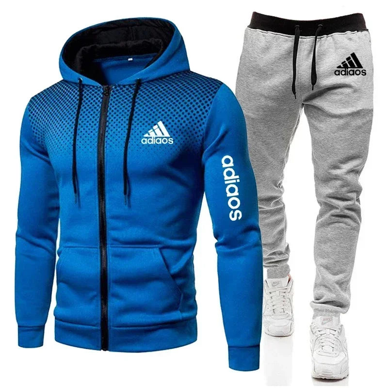 High quality autumn and winter fleece warm men's sportswear hoodie sweatpants two-piece suit fashion trendy sportswear