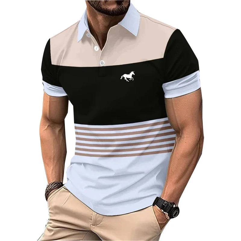 Stylisches Poloshirt für Herren mit Logo-Print für den Sommer: Lässiges Reversdesign &amp; kurze Ärmel für Golf &amp; Alltag - Lumawear