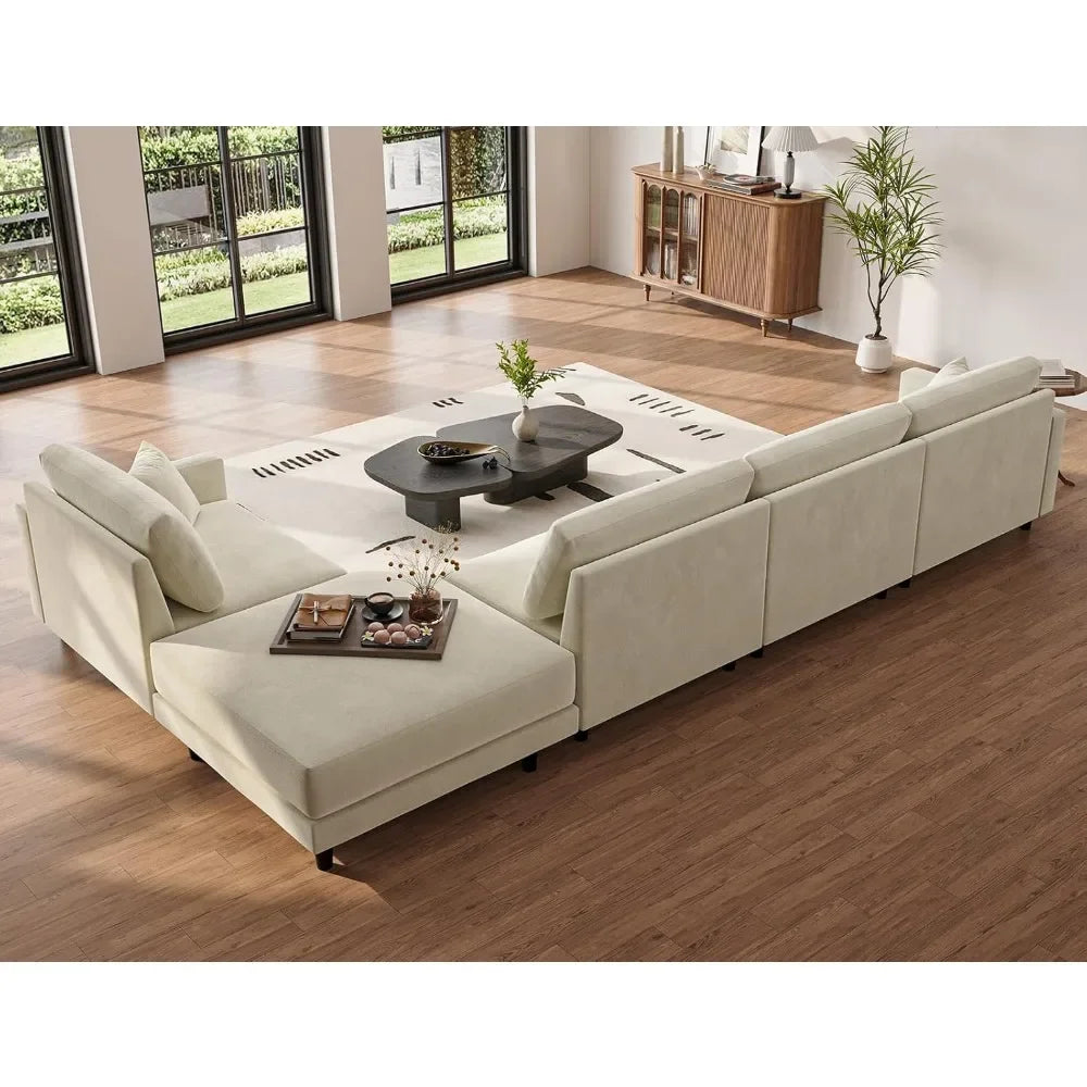 137 Inch Living Room Segmented, 4-seater Detachable Ottoman Style Segmented Sofa, Convertible Modular Home Sofa