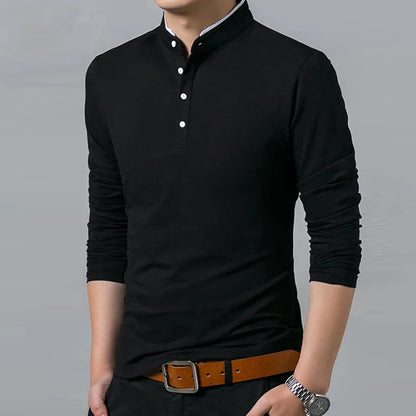 Men's Business Casual Long Sleeve Polo T-Shirt: Comfortable & Breathable Summer Top for Formal Occasions - Lumawear