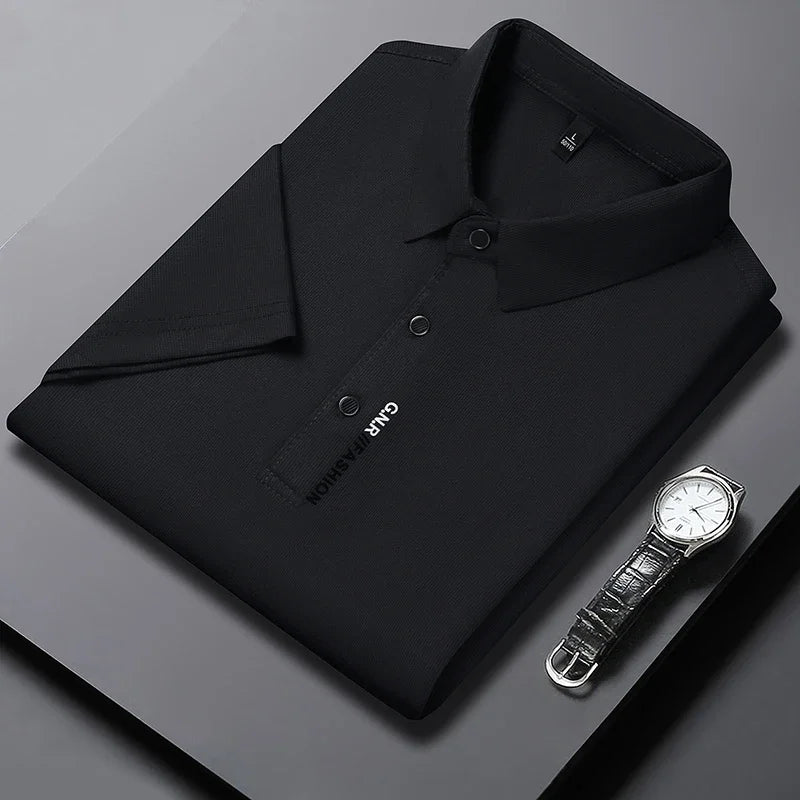 Atmungsaktives Poloshirt in Unifarbe für Herren: Bequemes und elastisches Kurzarm-Oberteil für den lässigen Business-Stil - Neuheiten - Lumawear