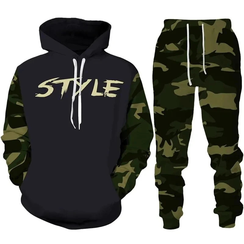 2024 New Camouflage Hoodie Pant Suit 3D Printed Casual Men Women High Quality Tracksuit Outfits Fashion Men's Clothing 2pcs Sets