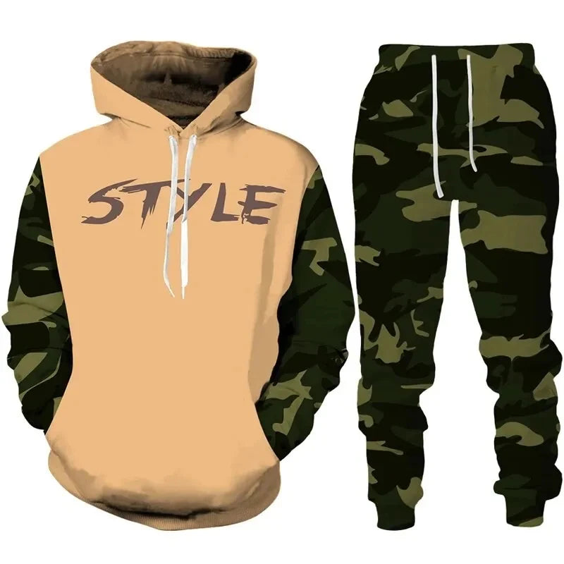 2024 New Camouflage Hoodie Pant Suit 3D Printed Casual Men Women High Quality Tracksuit Outfits Fashion Men's Clothing 2pcs Sets