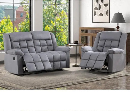 Manual Reclining Couch Sofa Set for Living Room, Include 1 Recliner Chair, 1 Loveseat Recliner Sofa and 1 3-Seat Reclining Sofa