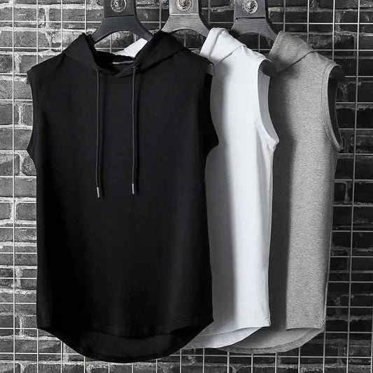 Solid Color Men's Tank Tops: Sleeveless Hooded Vests for Hip Hop Style - Trendy Tees for Men - Lumawear